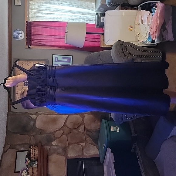 Used DaVinci deep purple satin prom dress - Picture 2 of 5
